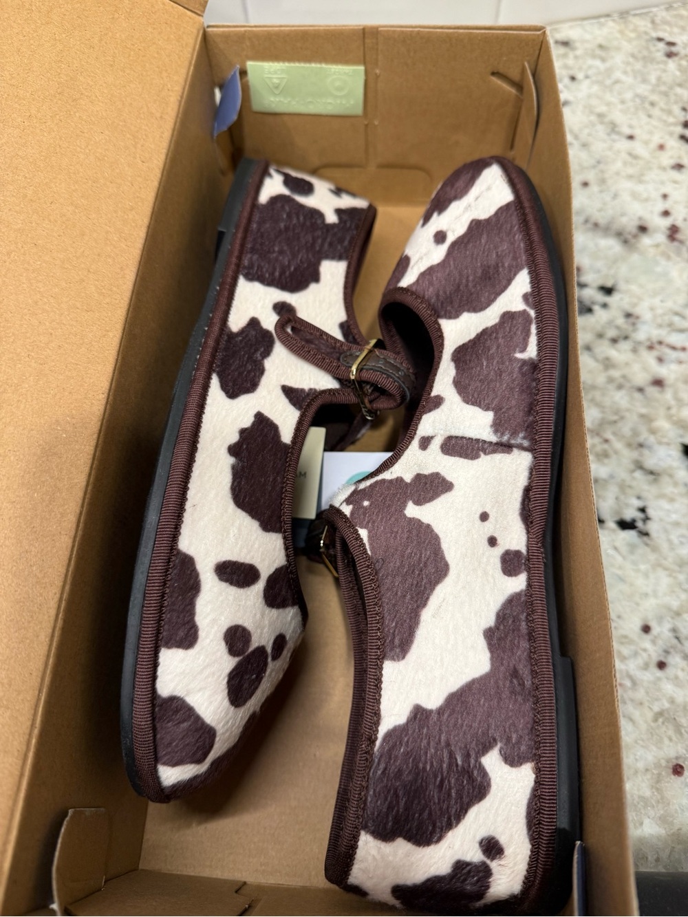 Universal Thread Brown & White Cowprint Mary Jane Shoes Size 8 NWOT or 8 1/2 NWT - Picture 13 of 16